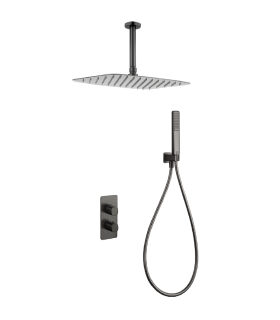 Conjunto de duche Termostático Encastrado no teto SASSARI Black gun metal