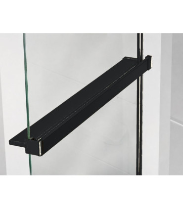 Resguardo de duche fixo com toalheiro e prateleira FRESH Preto