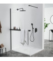 Resguardo de duche fixo com toalheiro e prateleira FRESH Preto