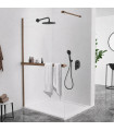 Resguardo de duche fixo com toalheiro e prateleira FRESH Bronze