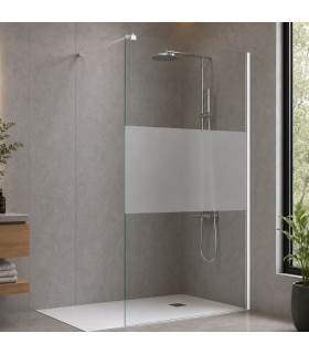 Resguardo de duche fixo com vidro decorado TEXAS Branco