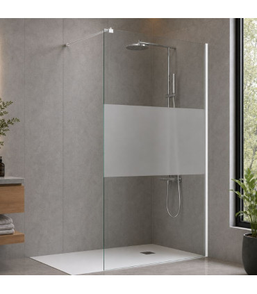 Resguardo de duche fixo com vidro decorado TEXAS Branco