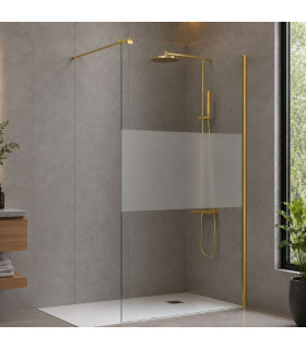Resguardo de duche fixo com vidro decorado TEXAS Ouro