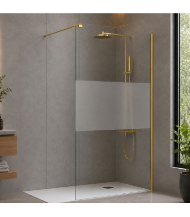 Resguardo de duche fixo com vidro decorado TEXAS Ouro