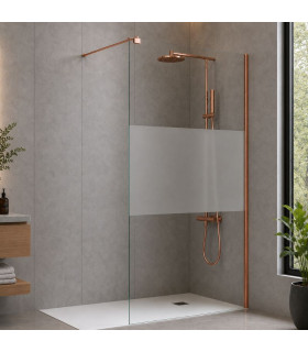 Resguardo de duche fixo com vidro decorado TEXAS Cobre