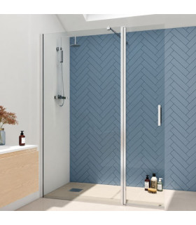 Painel fixo de duche com porta basculante OREGON Prata