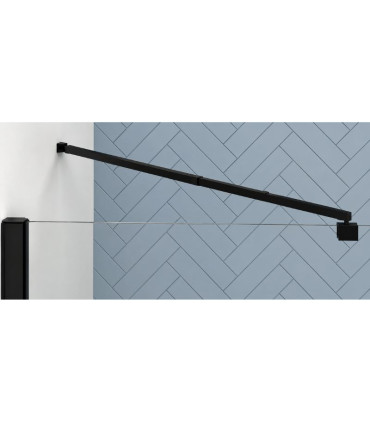 Painel fixo de duche com porta basculante e vidro fosco OREGON Preto