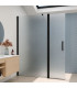 Painel fixo de duche com porta basculante e vidro fosco OREGON Preto