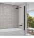 Painel da banheira rebatível com vidro decorado INDIANA Preto