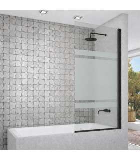 Painel da banheira rebatível com vidro decorado INDIANA Preto