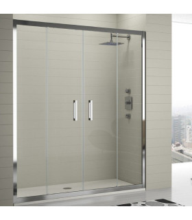 Resguardo de Duche 2 Fixos + 2 portas Deslizantes S300 Prata Brilho
