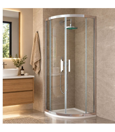 Resguardo de duche semicircular S300 Prata Brilho