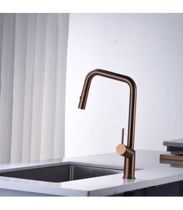 Torneira de cozinha com bico retrátil BONN Ouro rosa