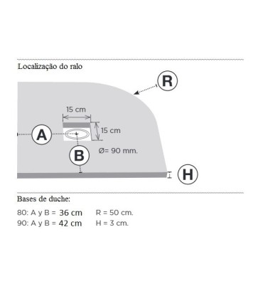 Base de duche 1/4 de círculo Xisto