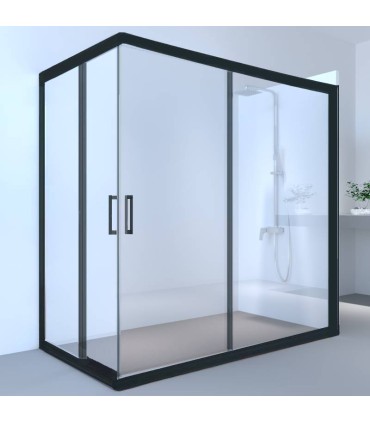 Resguardo de duche angular 2 fixos + 2 deslizantes MONTANA Black