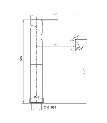 Torneira de lavatório cano alto IONY aço escovado