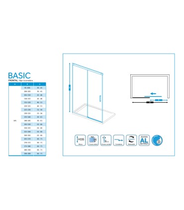 Resguardo duche fixo + deslizante BASIC TITÂNIO