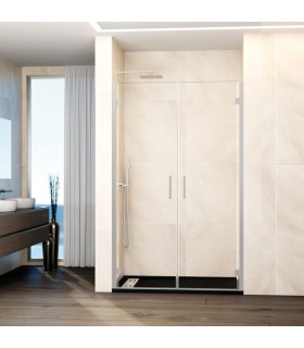 Resguardo de duche com 2 portas reclináveis GLASS NÍQUEL