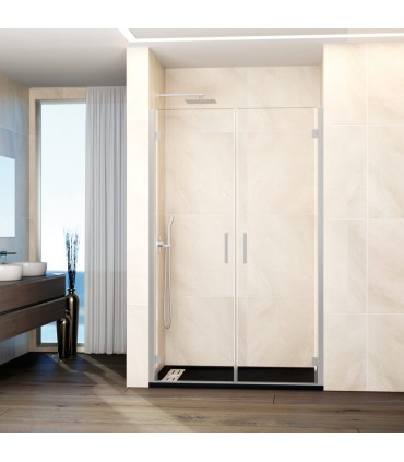 Resguardo de duche com 2 portas reclináveis GLASS NÍQUEL