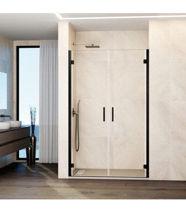 Resguardo de duche com 2 portas reclináveis GLASS TITÂNIO