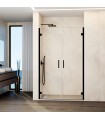 Resguardo de duche com 2 portas reclináveis GLASS PRETO