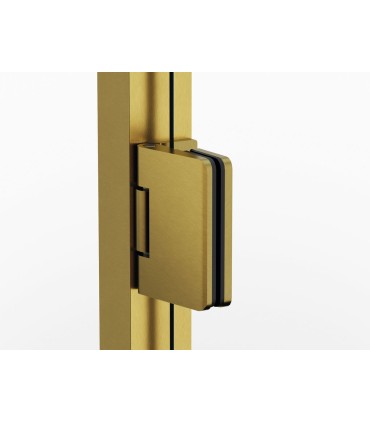 Resguardo de duche com 1 porta reclinável GLASS com fecho em perfil OURO