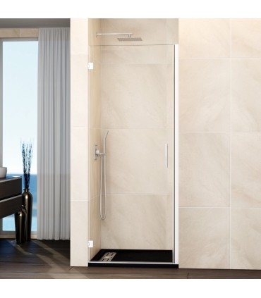 Resguardo de duche com 1 porta reclinável GLASS com fecho em perfil BRANCO