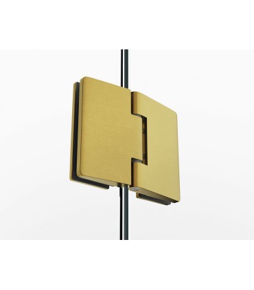 Resguardo de duche fixo + porta reclinável GLASS OURO com fecho magnético à parede
