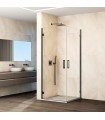 Resguardo de duche angular com 2 portas reclináveis no vértice GLASS TITÂNIO