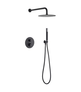 Conjunto de duche embutido termostático MONZA PRETO MATE