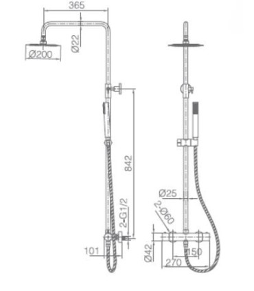 Conjunto de duche termostático MONZA OURO