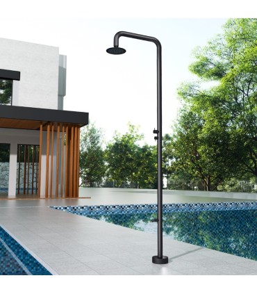 Chuveiro exterior em aço inox S.316 Michigan Preto Fosco