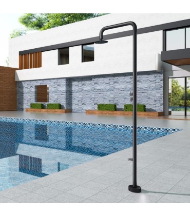 Chuveiro exterior em aço inox S.316 Michigan Preto Fosco