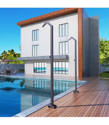 Chuveiro exterior cascata em aço inox S.316 Cinza Cobalto