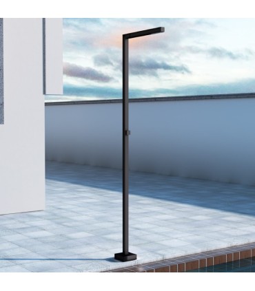 Chuveiro exterior quadrado em aço inox S.316 Alabama Preto Fosco