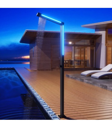 Chuveiro exterior com luz LED em aço inox S.316 Sense Preto Fosco