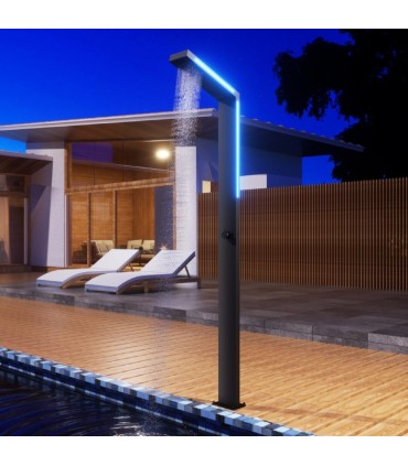 Chuveiro exterior com luz LED em aço inox S.316 Sense Preto Fosco