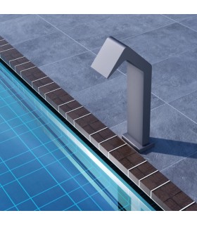 Cascata grande para piscina em aço inox S.316 Niágara Cinza Cobalto
