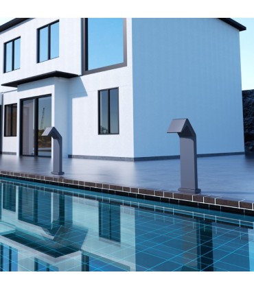 Cascata grande para piscina em aço inox S.316 Niágara Cinza Cobalto