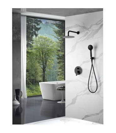 Conjunto de duche embutido BELGICA monocomando PRETO FOSCO