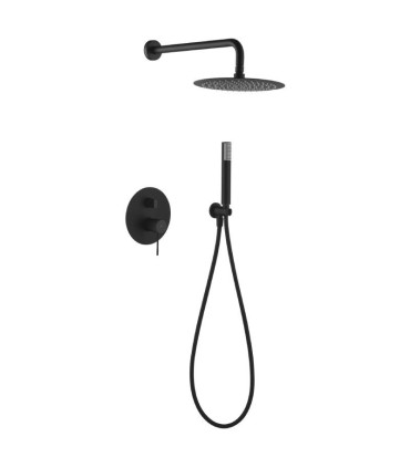 Conjunto de duche embutido monocomando LINE PRETO FOSCO