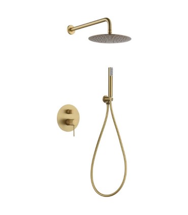 Conjunto de duche embutido monocomando LINE Ouro Escovado