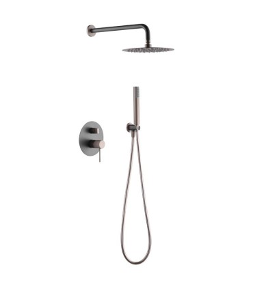 Conjunto de duche embutido monocomando LINE em CINZA FOSCO/CHAMPAGNE