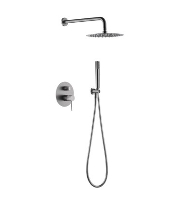 Conjunto de duche embutido monocomando LINE Níquel Escovado