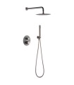 Conjunto de duche embutido termostático LINE Cinza Fosco/Champagne