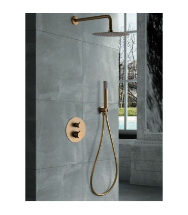 Conjunto de duche embutido termostático LINE Ouro Escovado