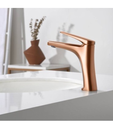 Torneira monocomando para lavatório DELOS em ouro rosa escovado