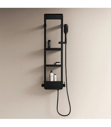 Coluna de duche com prateleiras Preto LEBA