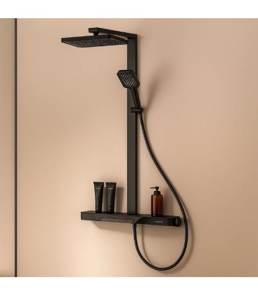 Conjunto de duche com prateleira em vidro temperado preto mate ALIDA