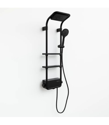 Coluna de banho e duche com prateleiras preto KAIA